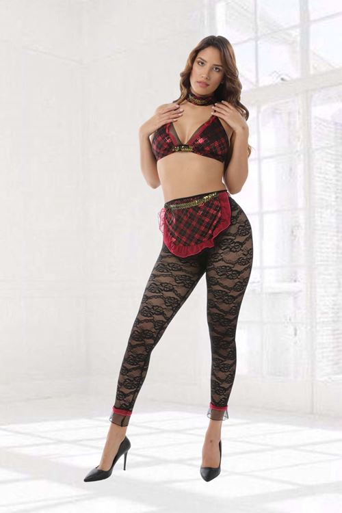 Siyah Kırmızı Fantezi Hizmetçi Kostüm - 4004