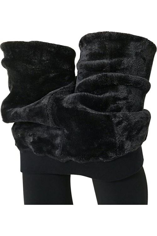 Zaya Kadın Kalın Kışlık Yüksel Bel Içi Polarlı Peluş Çift Dikişli Siyah Termal Tayt