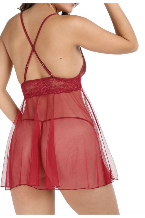 Bordo Tül Geclik -670