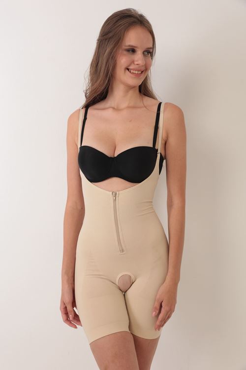 Ten İp Askılı Ağ Kısmı Açık Fermuarlı Tam Boy Kadın Korse