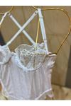 Beyaz Çizgili Bodysuit - 877